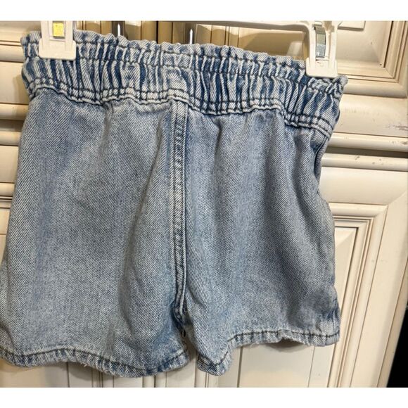 ZARA Girls Elastic Waist 2 Pocket Denim Paperbag Jean Shorts Light Blue Size 7 - Picture 6 of 6